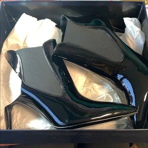 Black patent short boot